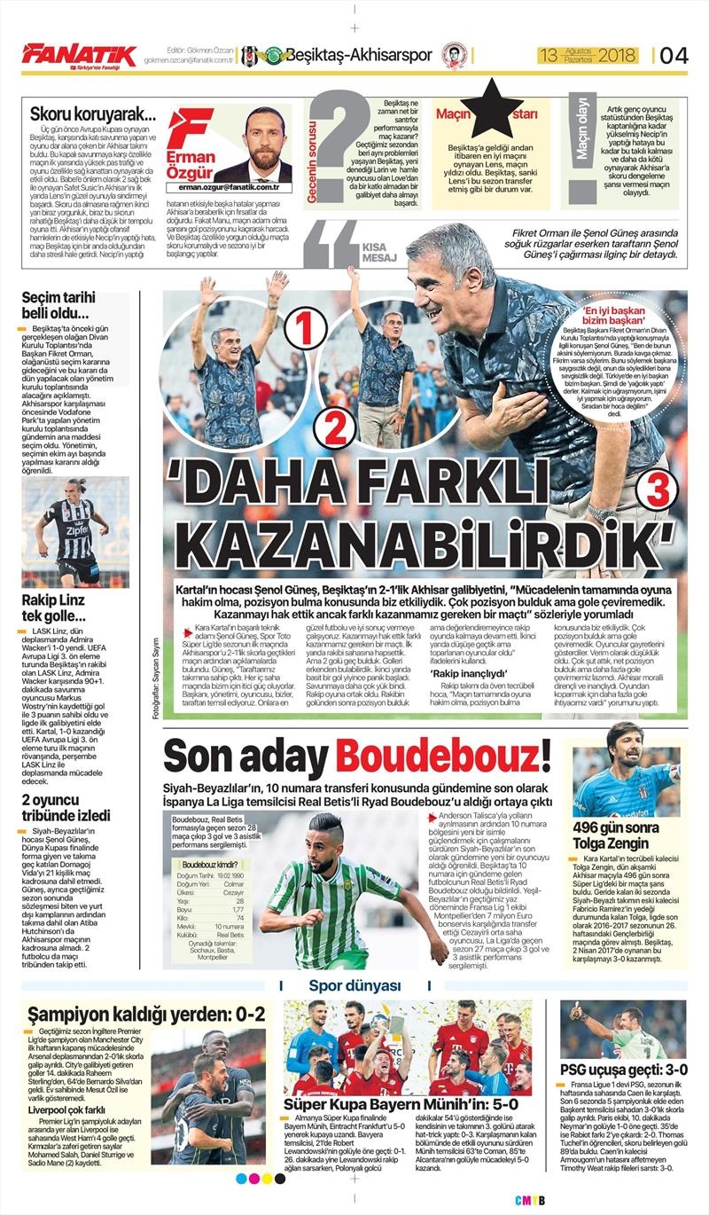 13 Ağustos 2018 | Gazetelerin Beşiktaş Manşetleri - Görsel 9