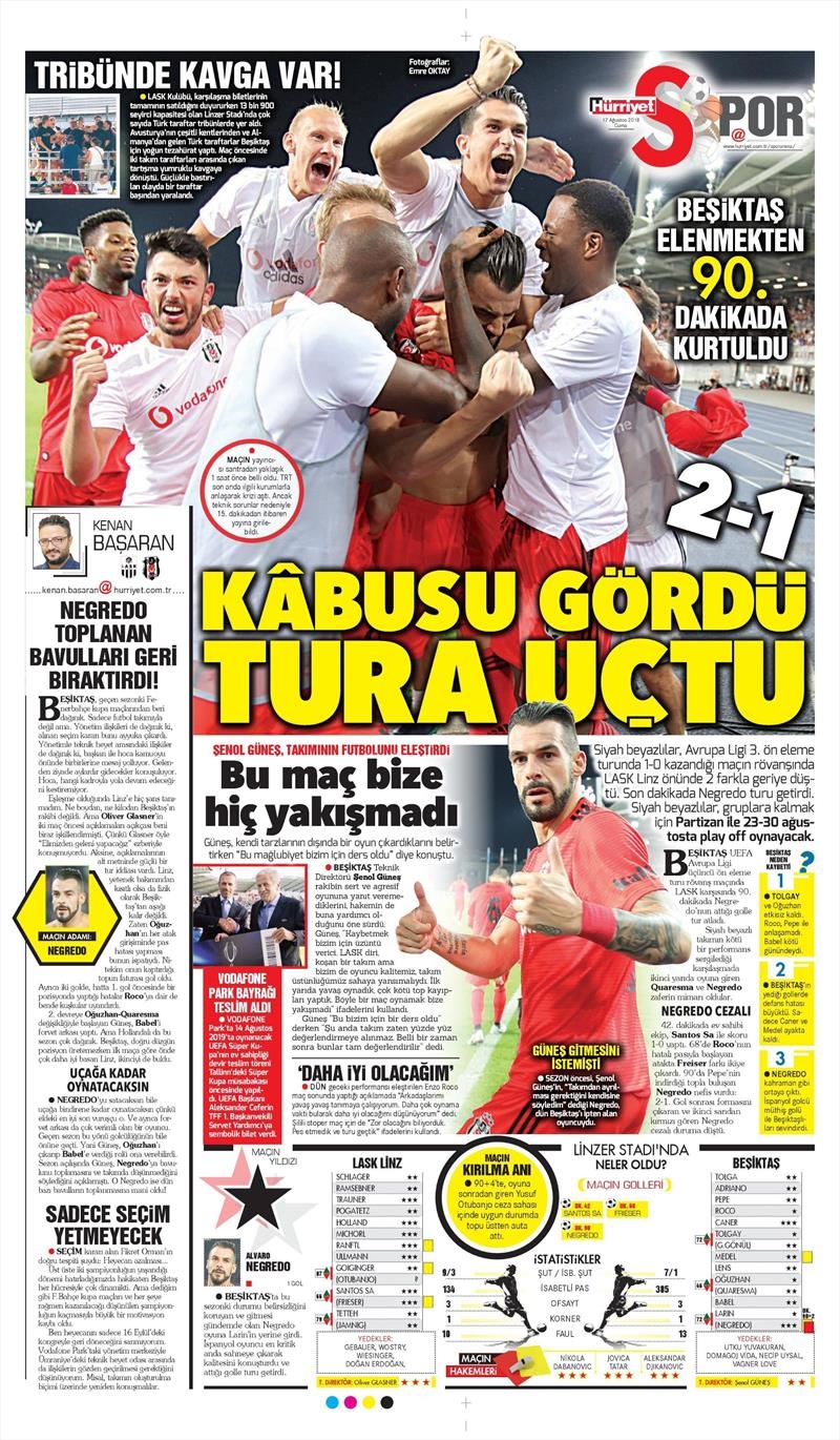 17 Ağustos 2018 | Gazetelerin Beşiktaş Manşetleri - Görsel 11