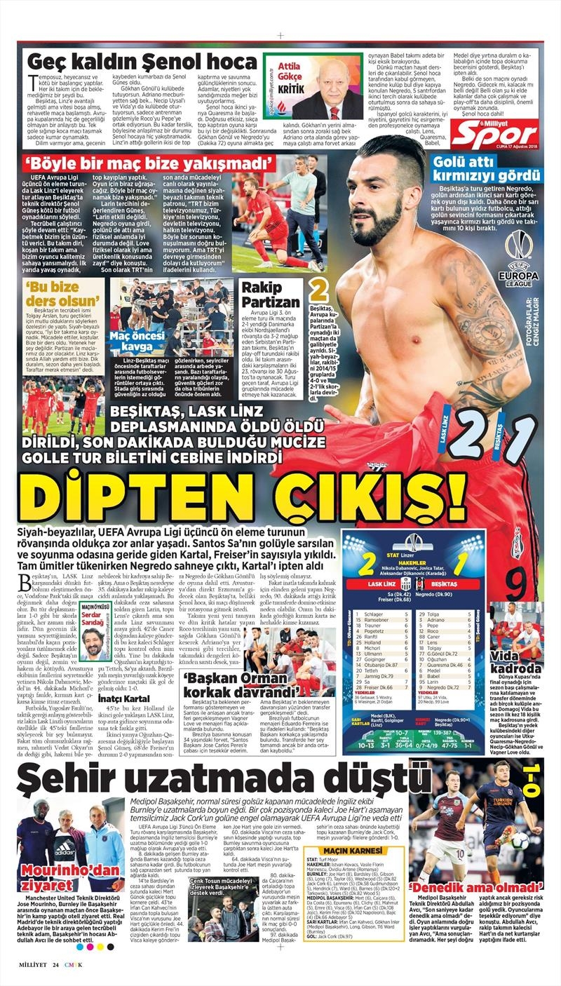 17 Ağustos 2018 | Gazetelerin Beşiktaş Manşetleri - Görsel 13