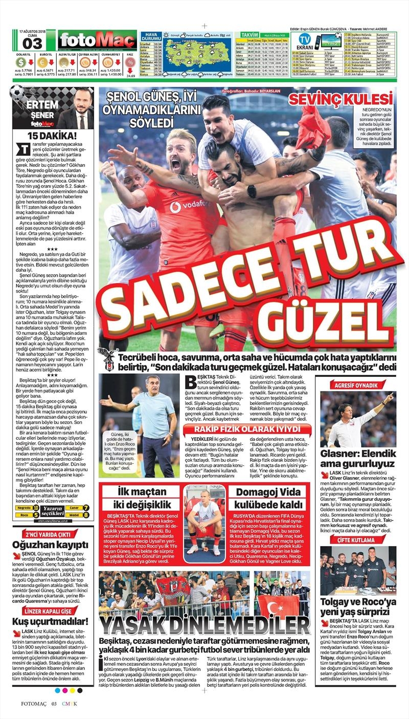 17 Ağustos 2018 | Gazetelerin Beşiktaş Manşetleri - Görsel 14