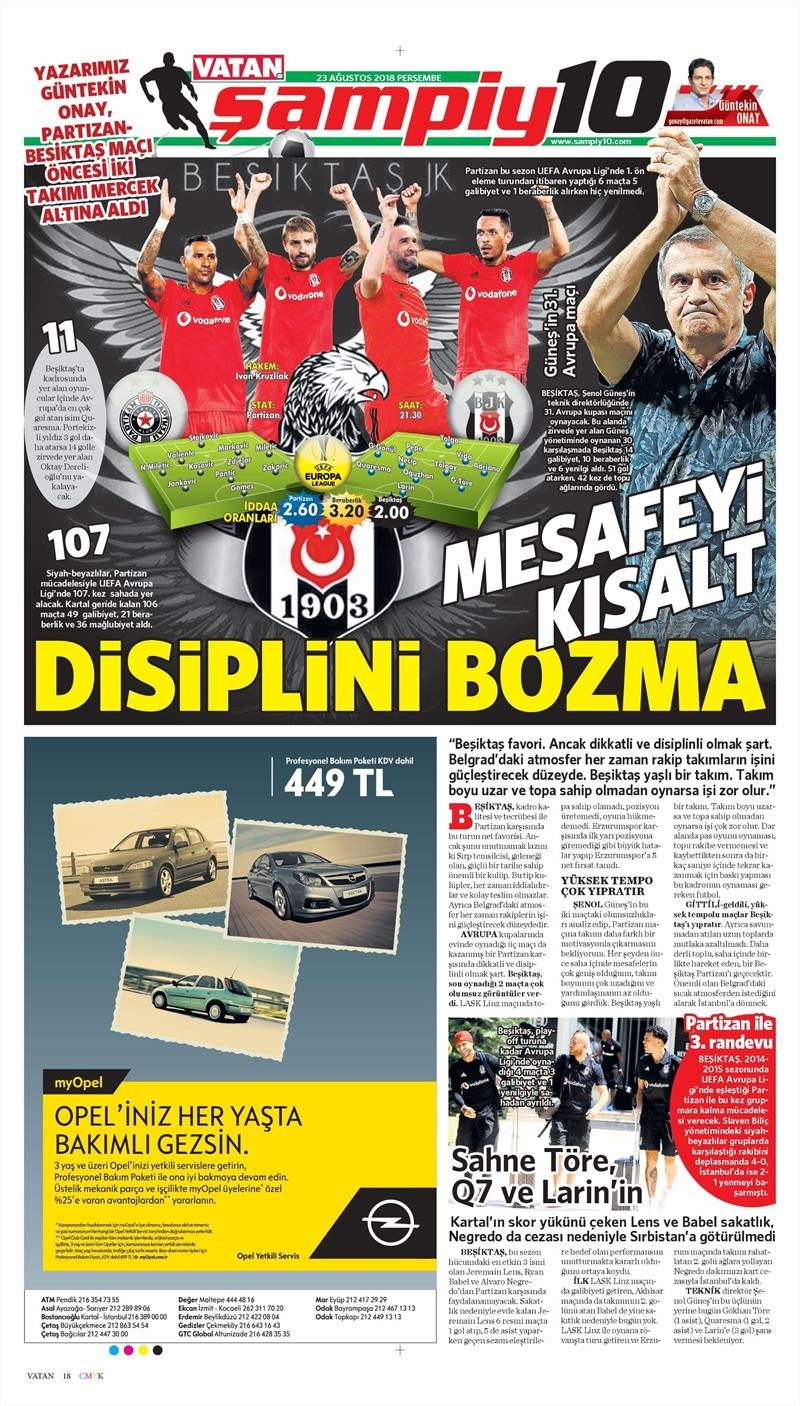 23 Ağustos 2018 | Gazetelerin Beşiktaş Manşetleri - Görsel 2