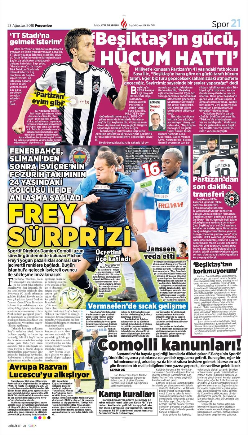 23 Ağustos 2018 | Gazetelerin Beşiktaş Manşetleri - Görsel 7