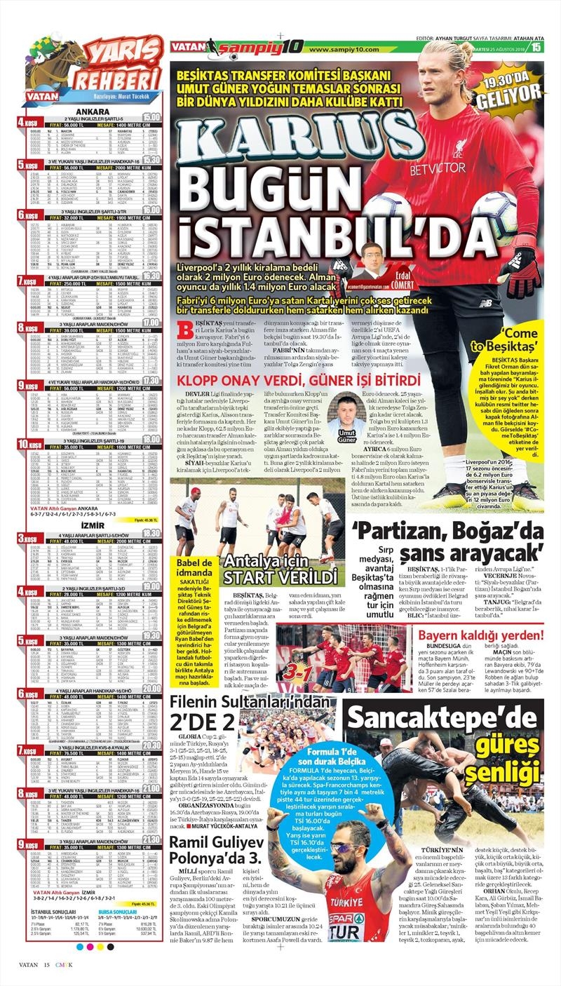 25 Ağustos 2018 | Gazetelerin Beşiktaş Manşetleri - Görsel 1