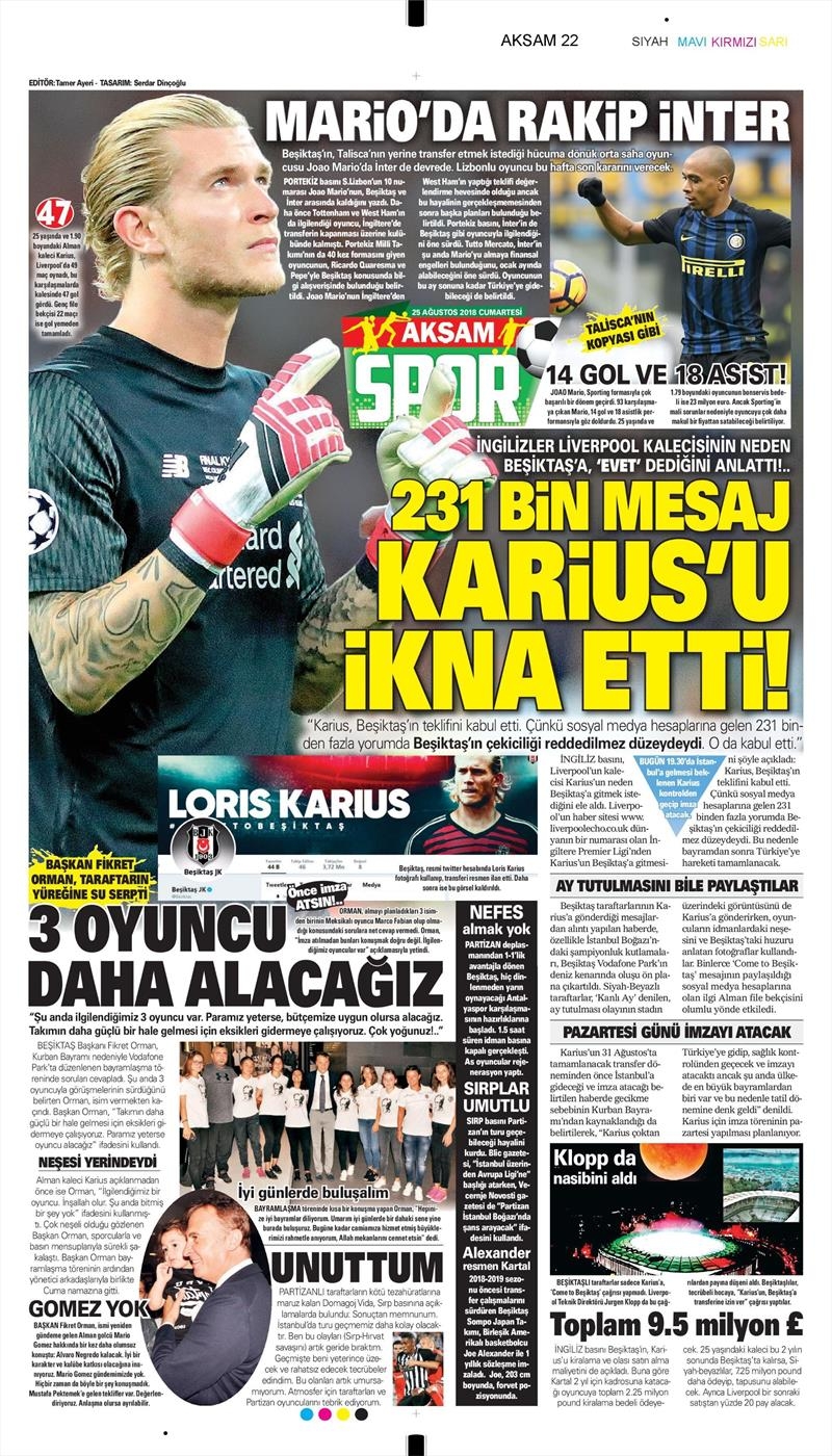 25 Ağustos 2018 | Gazetelerin Beşiktaş Manşetleri - Görsel 5