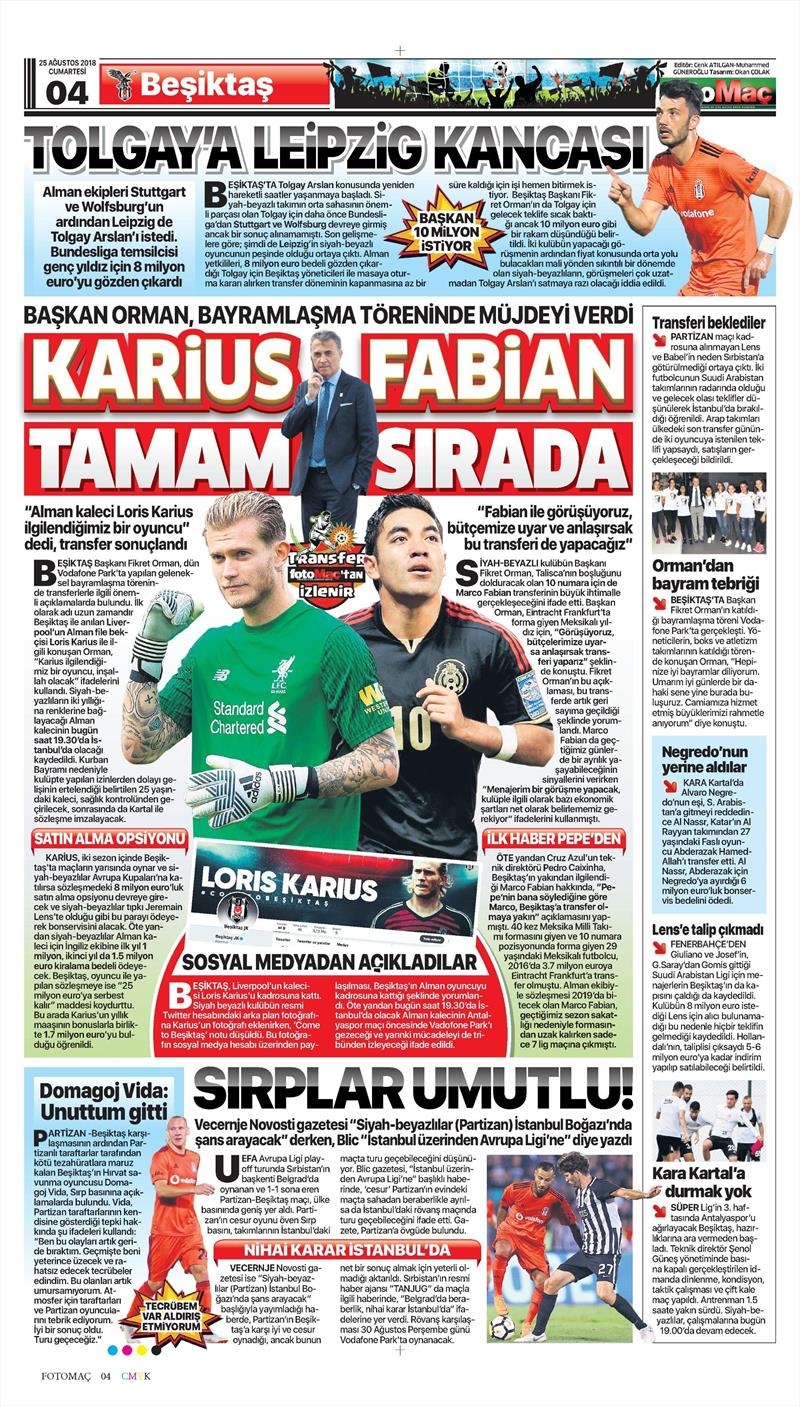 25 Ağustos 2018 | Gazetelerin Beşiktaş Manşetleri - Görsel 7