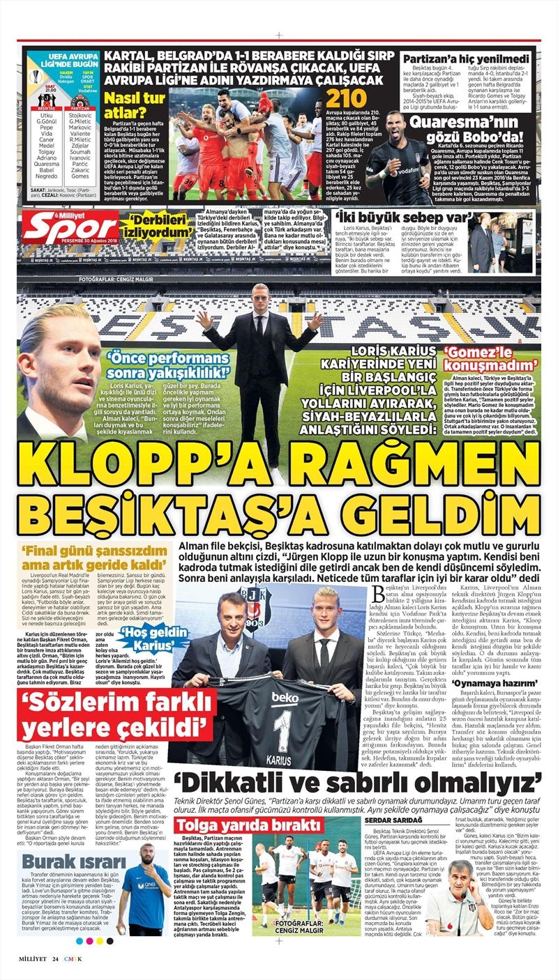 30 Ağustos 2018 | Gazetelerin Beşiktaş Manşetleri - Görsel 12