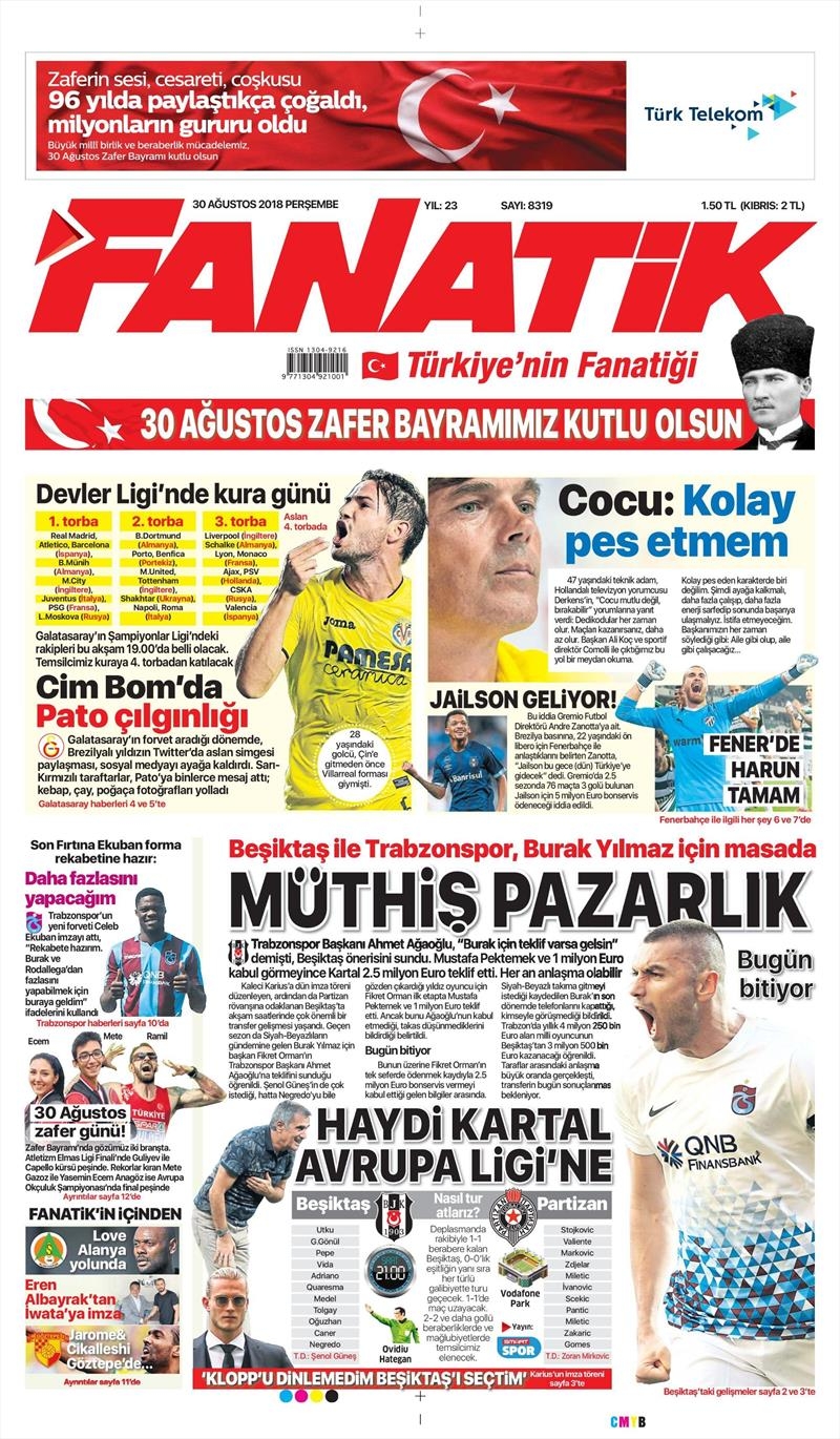 30 Ağustos 2018 | Gazetelerin Beşiktaş Manşetleri - Görsel 2