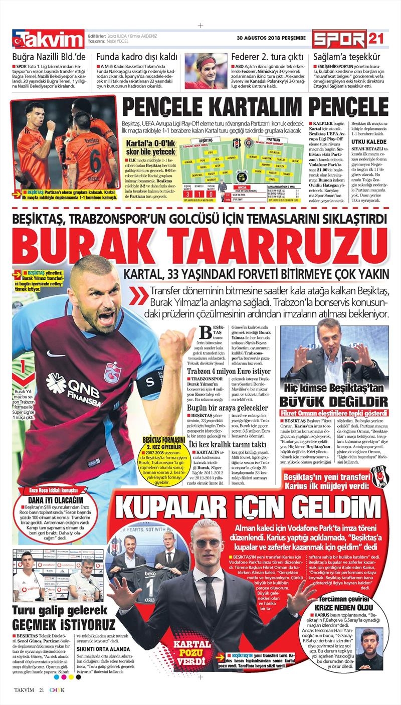 30 Ağustos 2018 | Gazetelerin Beşiktaş Manşetleri - Görsel 5