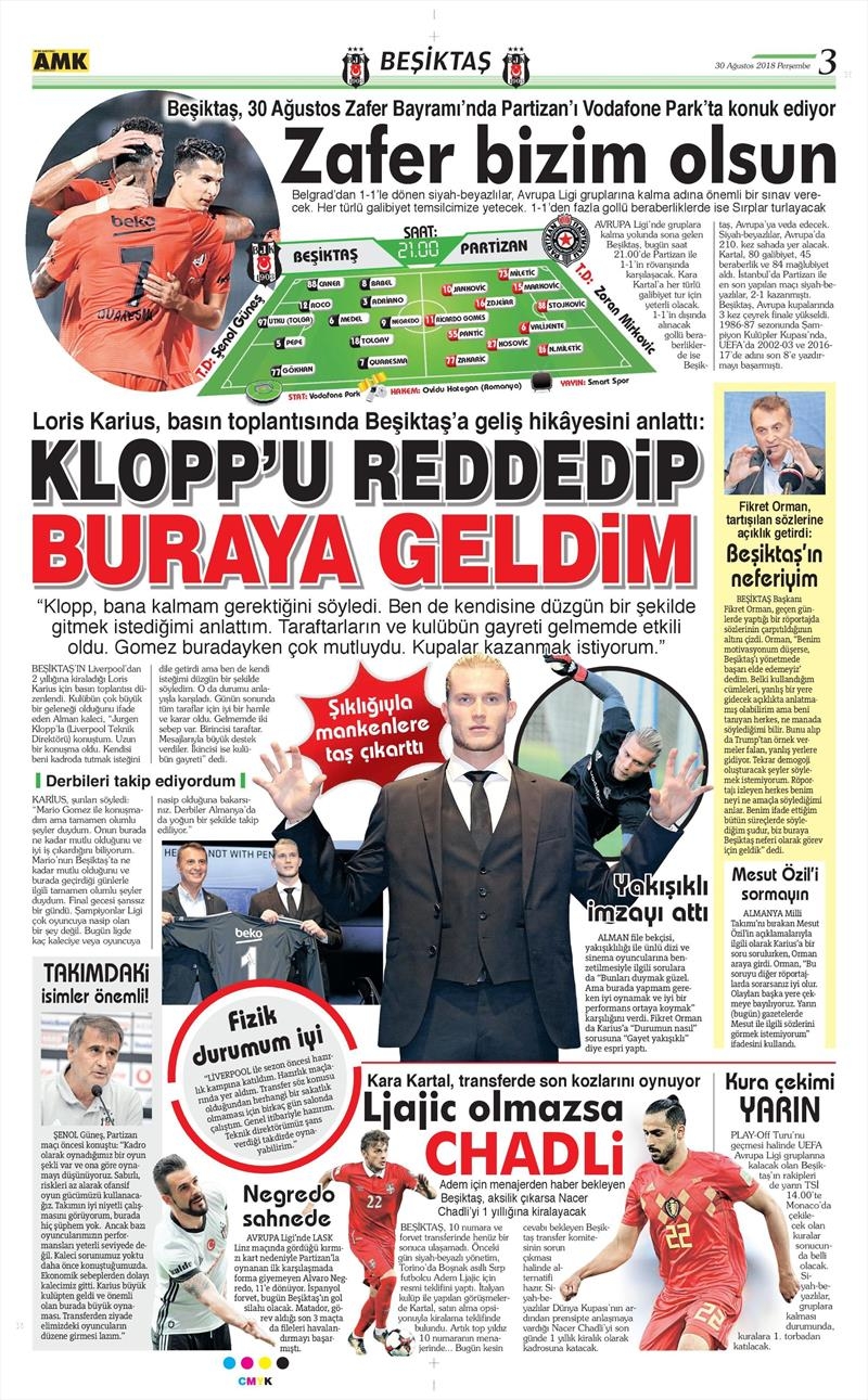 30 Ağustos 2018 | Gazetelerin Beşiktaş Manşetleri - Görsel 7