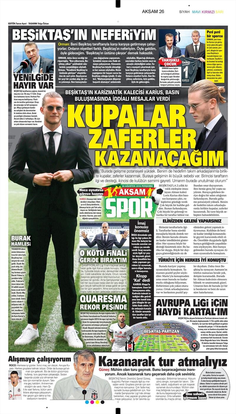 30 Ağustos 2018 | Gazetelerin Beşiktaş Manşetleri - Görsel 8