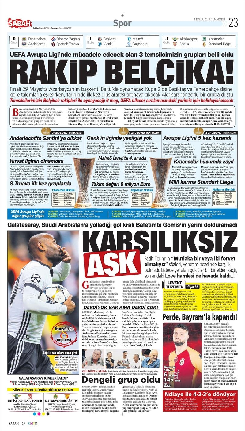 1 Eylül 2018 | Gazetelerin Beşiktaş Manşetleri - Görsel 12