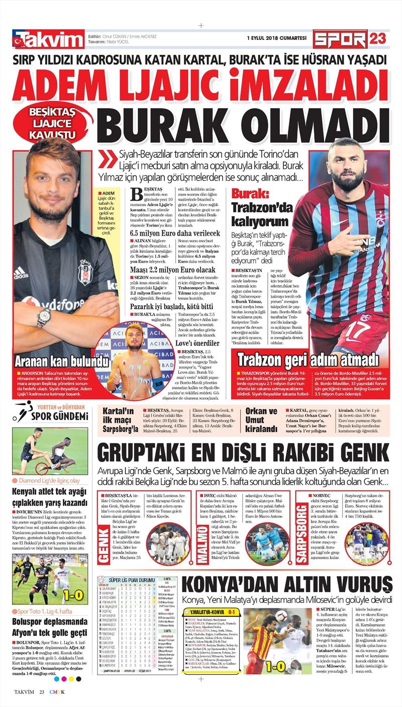 1 Eylül 2018 | Gazetelerin Beşiktaş Manşetleri - Görsel 14