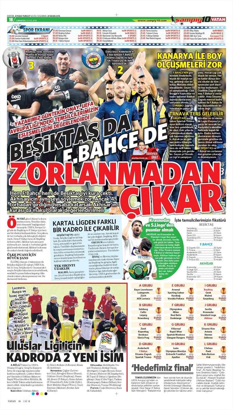 1 Eylül 2018 | Gazetelerin Beşiktaş Manşetleri - Görsel 16