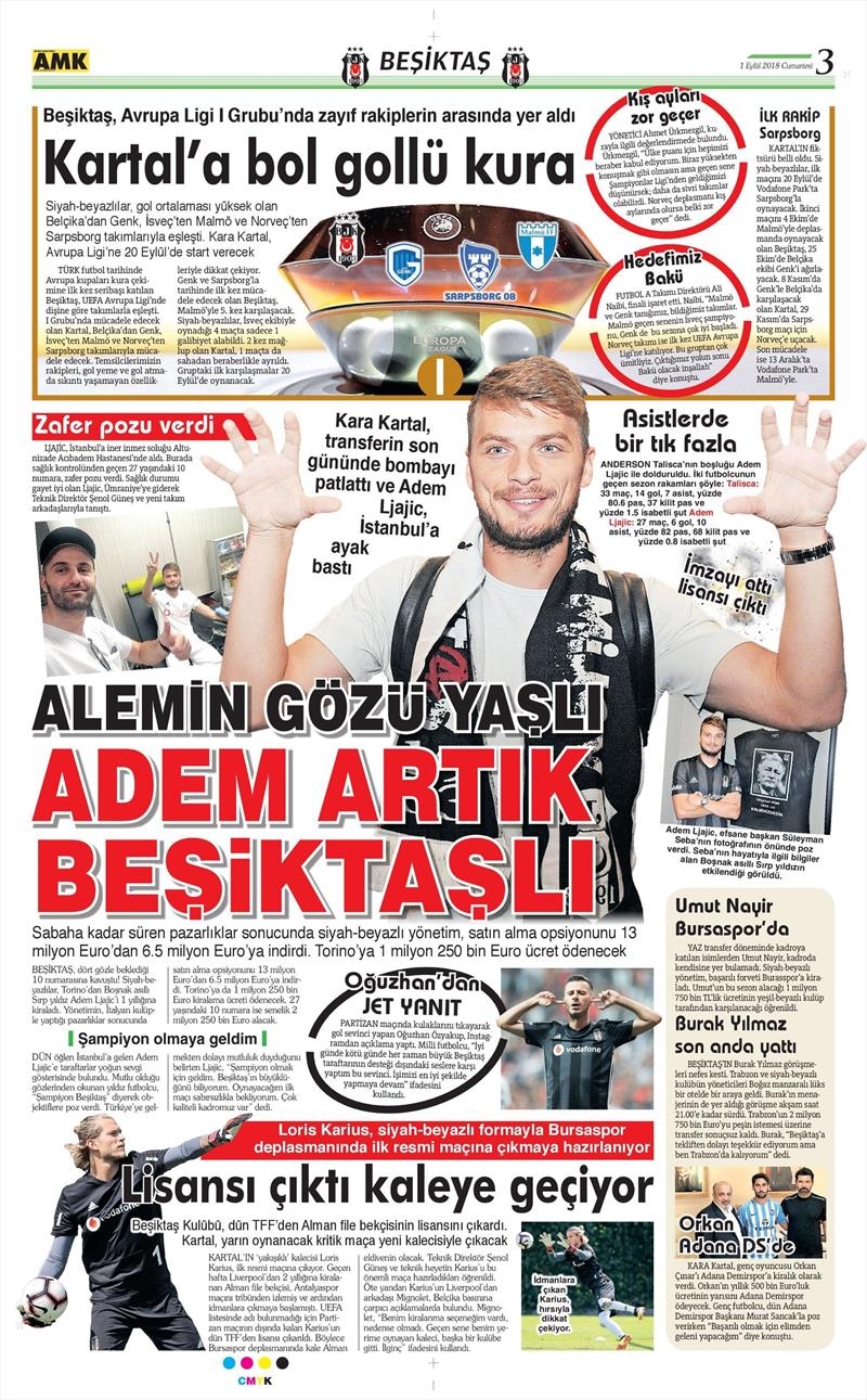 1 Eylül 2018 | Gazetelerin Beşiktaş Manşetleri - Görsel 8