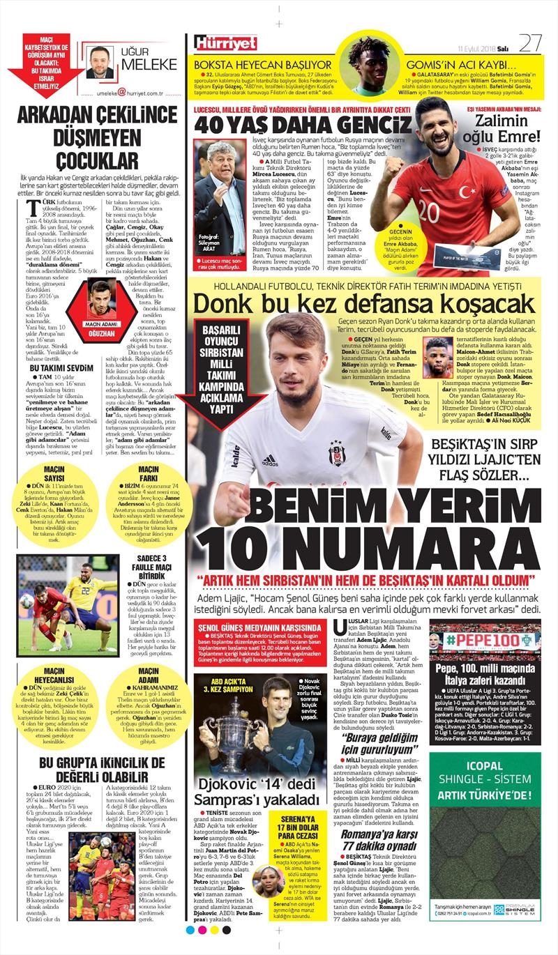 11 Eylül 2018 | Gazetelerin Beşiktaş Manşetleri - Görsel 5