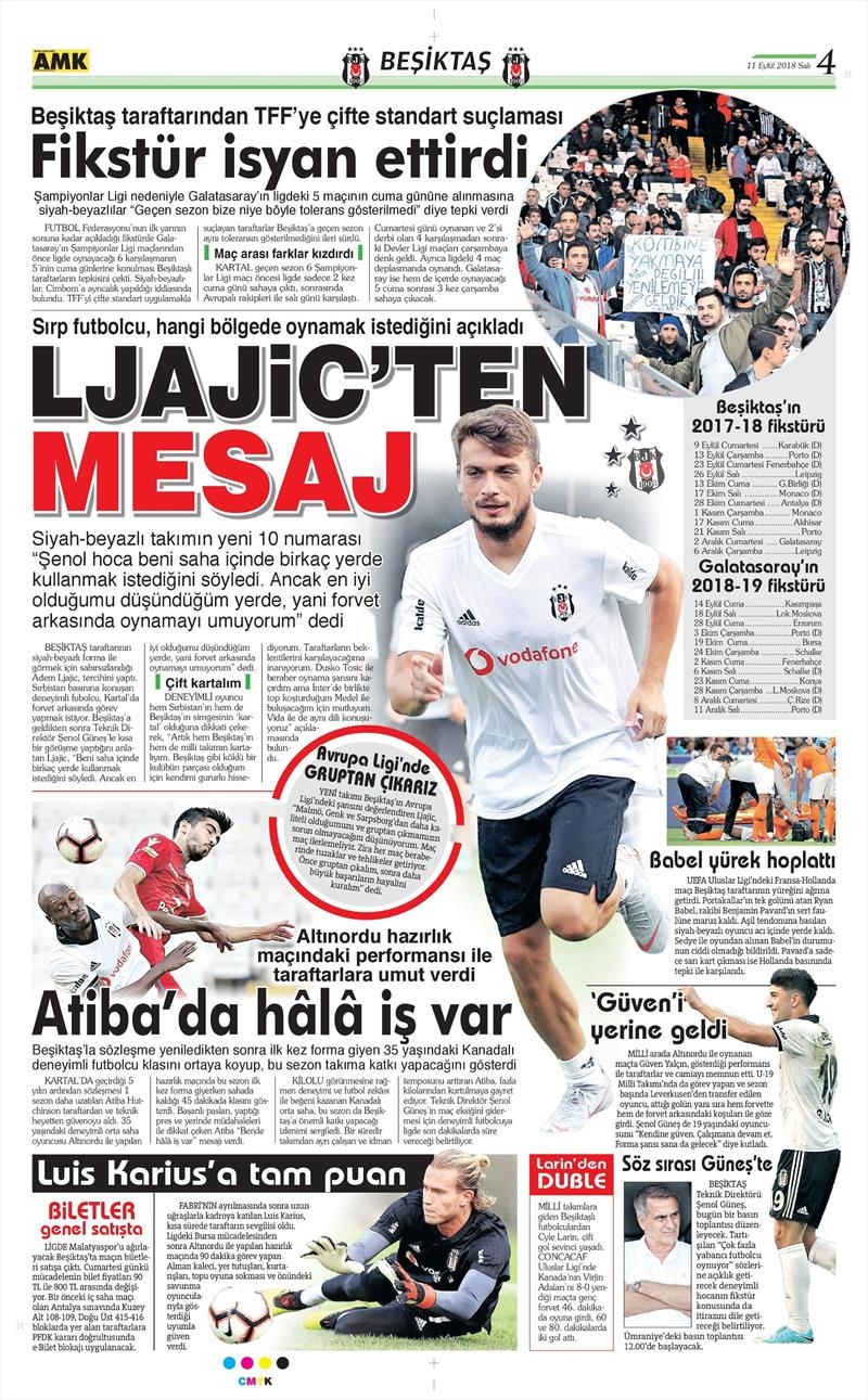 11 Eylül 2018 | Gazetelerin Beşiktaş Manşetleri - Görsel 7