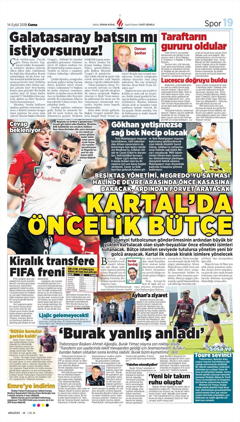 14 Eylül 2018 | Gazetelerin Beşiktaş Manşetleri - Görsel 4