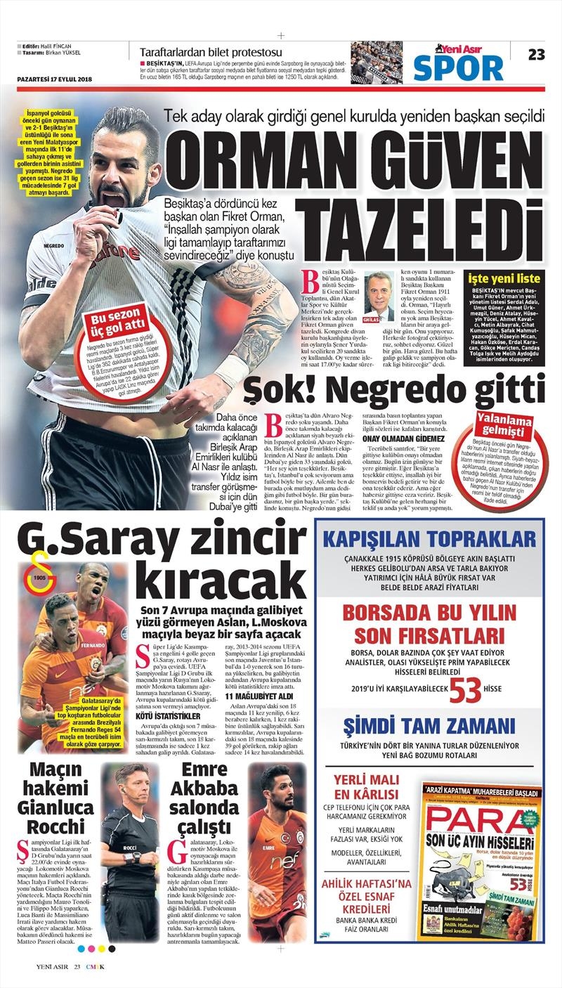 17 Eylül 2018 | Gazetelerin Beşiktaş Manşetleri - Görsel 8