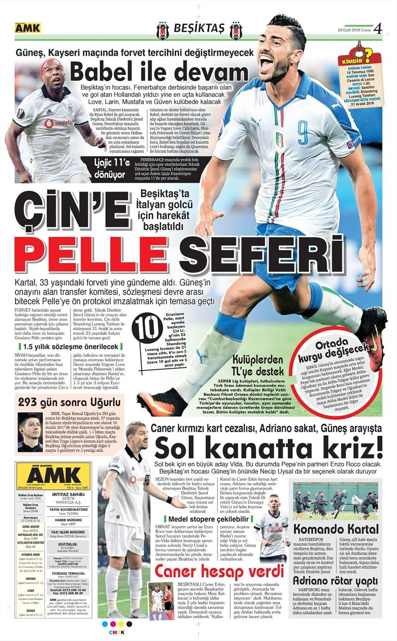 28 Eylül 2018 | Gazetelerin Beşiktaş Manşetleri - Görsel 2