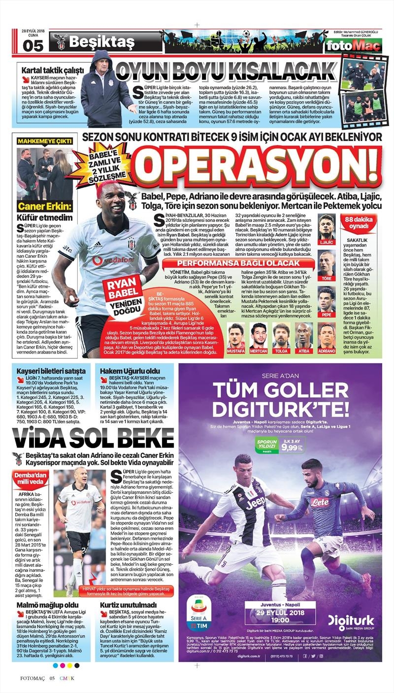 28 Eylül 2018 | Gazetelerin Beşiktaş Manşetleri - Görsel 4