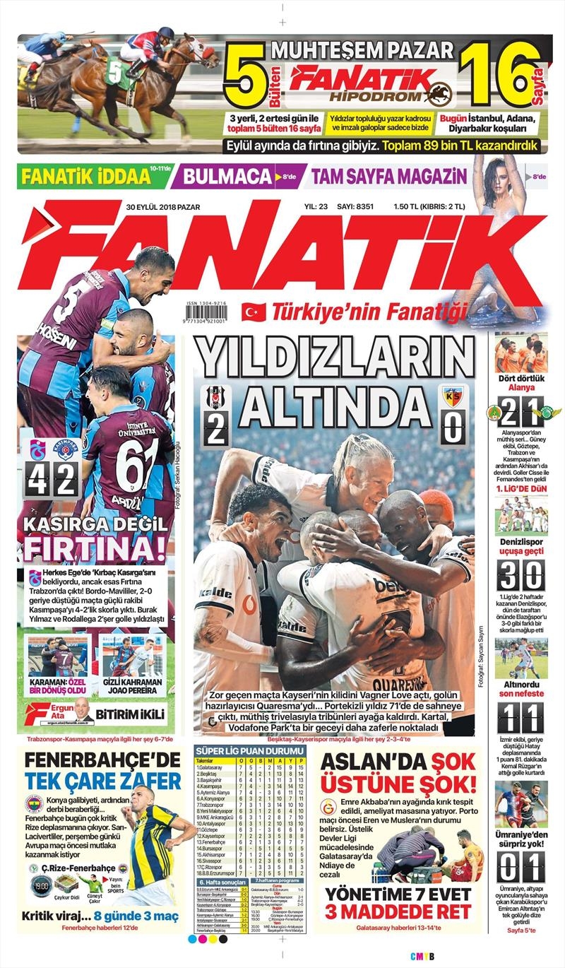 30 Eylül 2018 | Gazetelerin Beşiktaş Manşetleri - Görsel 1