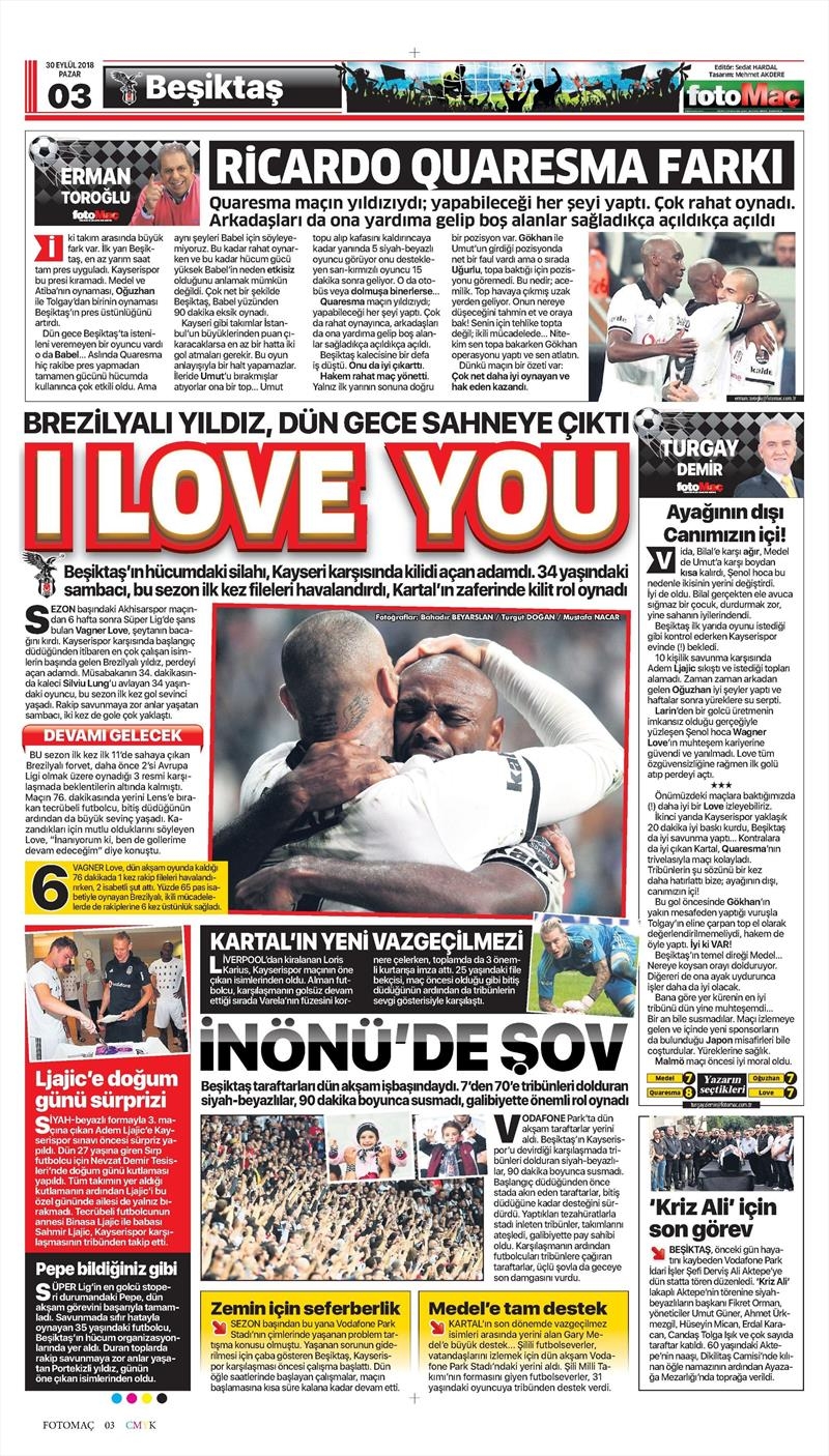 30 Eylül 2018 | Gazetelerin Beşiktaş Manşetleri - Görsel 10