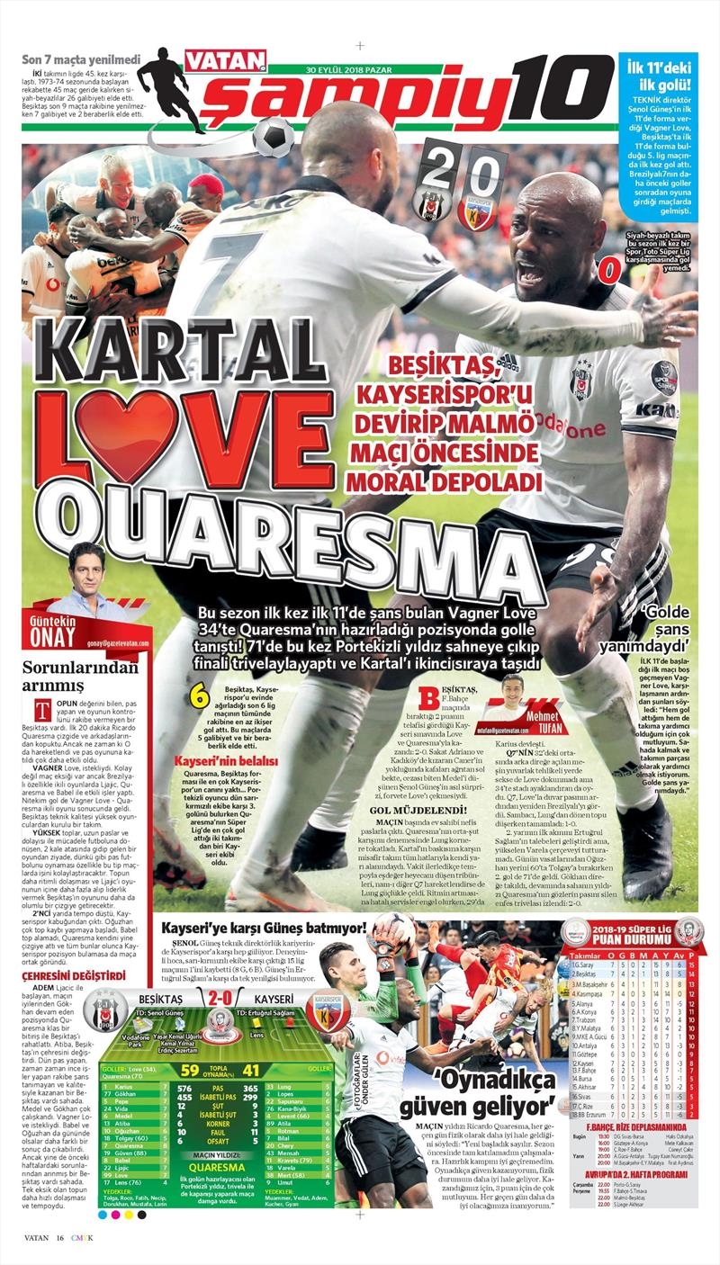 30 Eylül 2018 | Gazetelerin Beşiktaş Manşetleri - Görsel 15