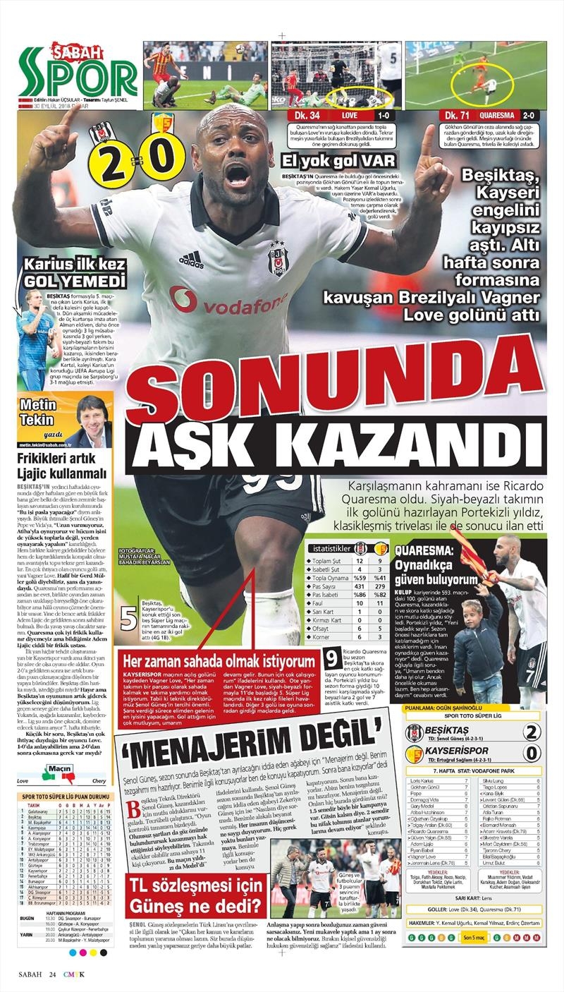 30 Eylül 2018 | Gazetelerin Beşiktaş Manşetleri - Görsel 16