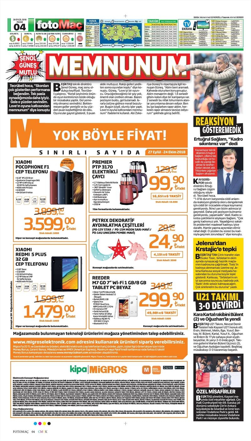 30 Eylül 2018 | Gazetelerin Beşiktaş Manşetleri - Görsel 3
