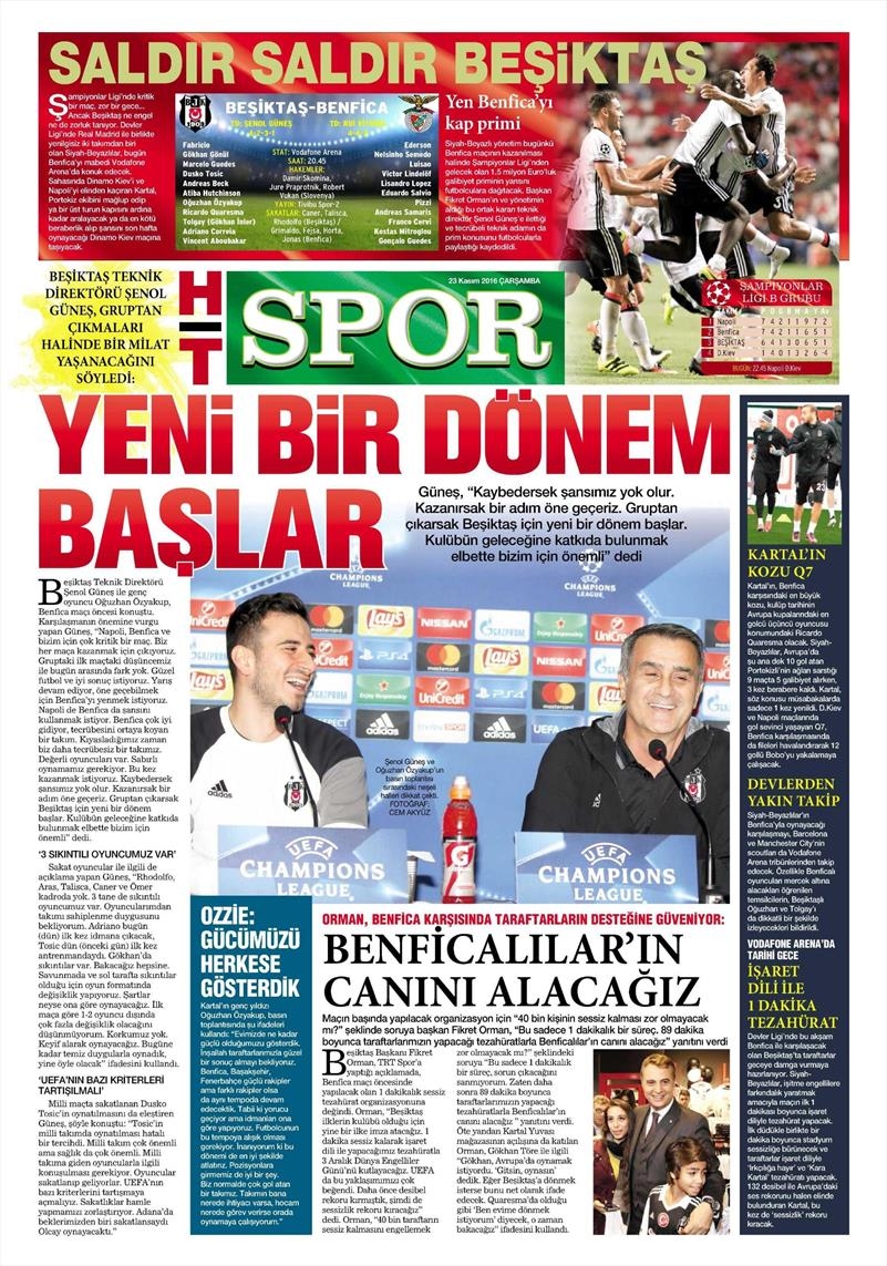 23 Kasım 2016 | Gazetelerin Beşiktaş sayfaları - Görsel 10