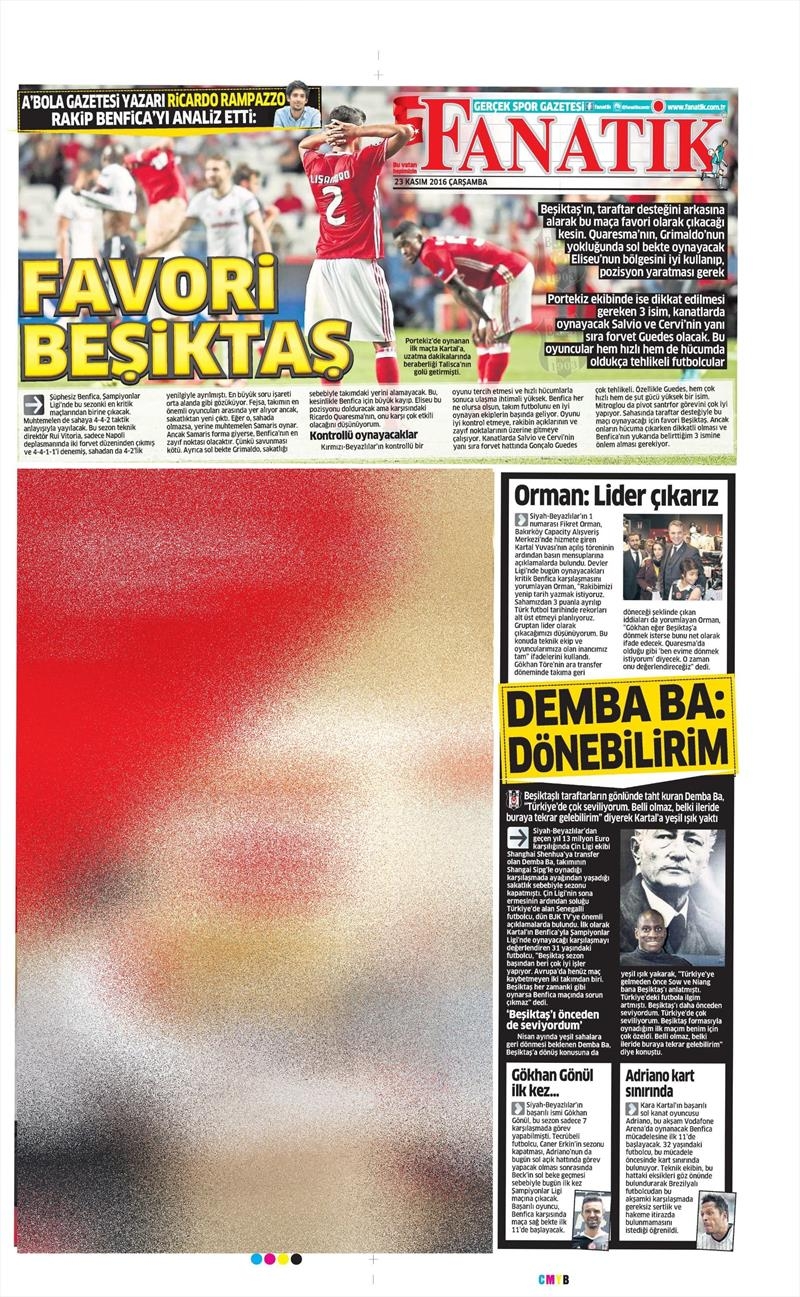 23 Kasım 2016 | Gazetelerin Beşiktaş sayfaları - Görsel 15