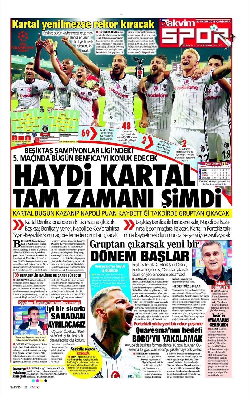 23 Kasım 2016 | Gazetelerin Beşiktaş sayfaları - Görsel 4