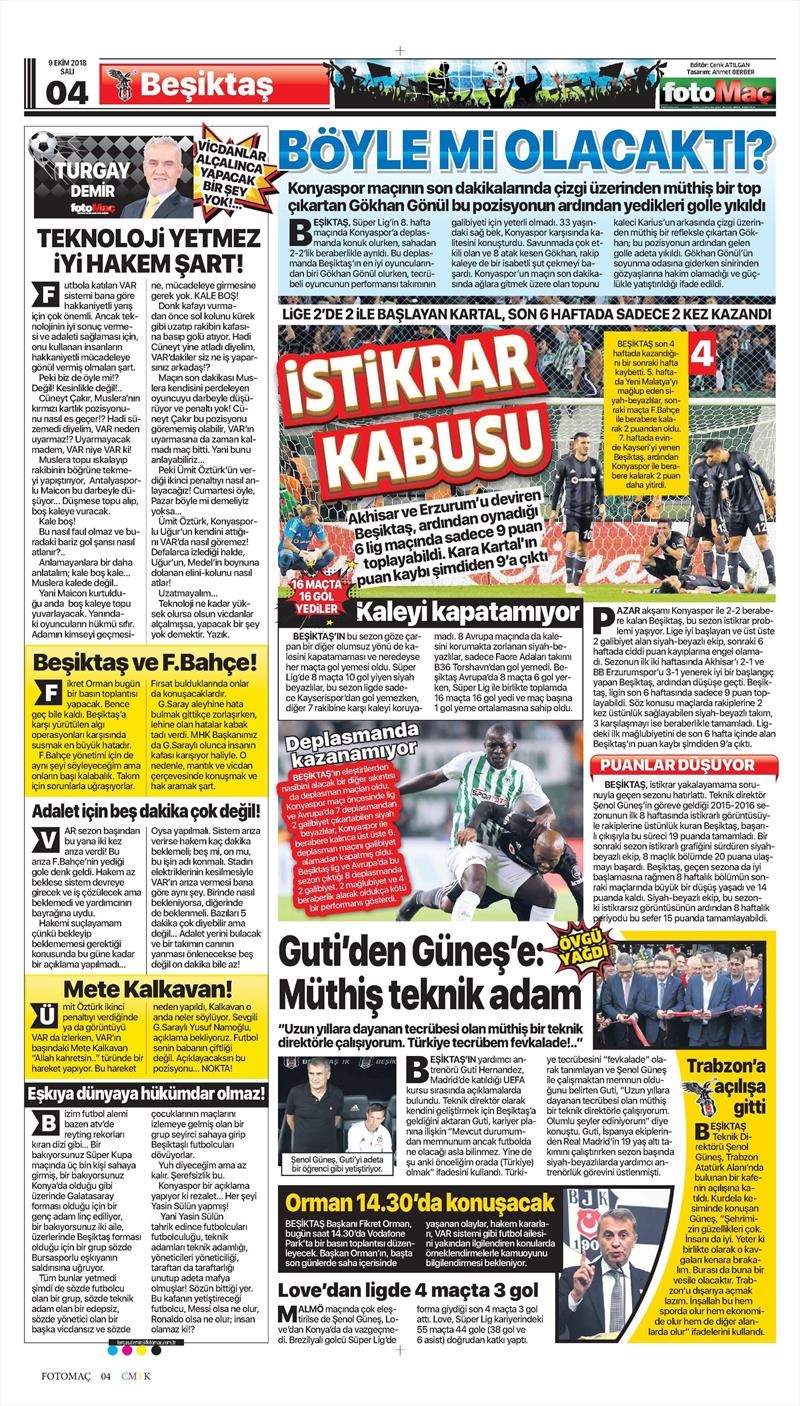 9 Ekim 2018 | Gazetelerin Beşiktaş Manşetleri - Görsel 7