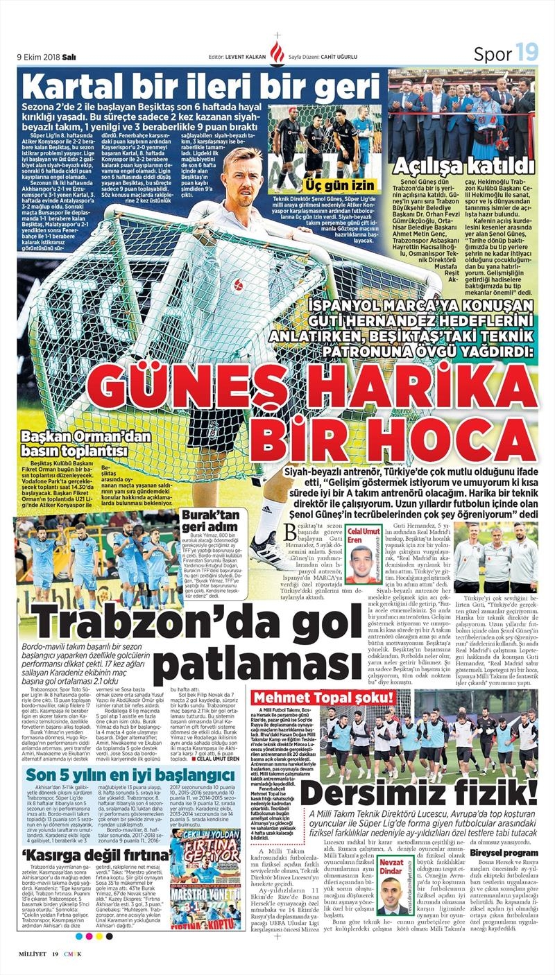 9 Ekim 2018 | Gazetelerin Beşiktaş Manşetleri - Görsel 8