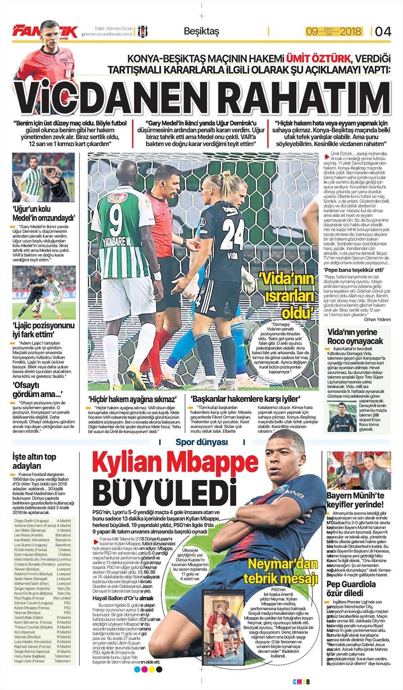 9 Ekim 2018 | Gazetelerin Beşiktaş Manşetleri - Görsel 9