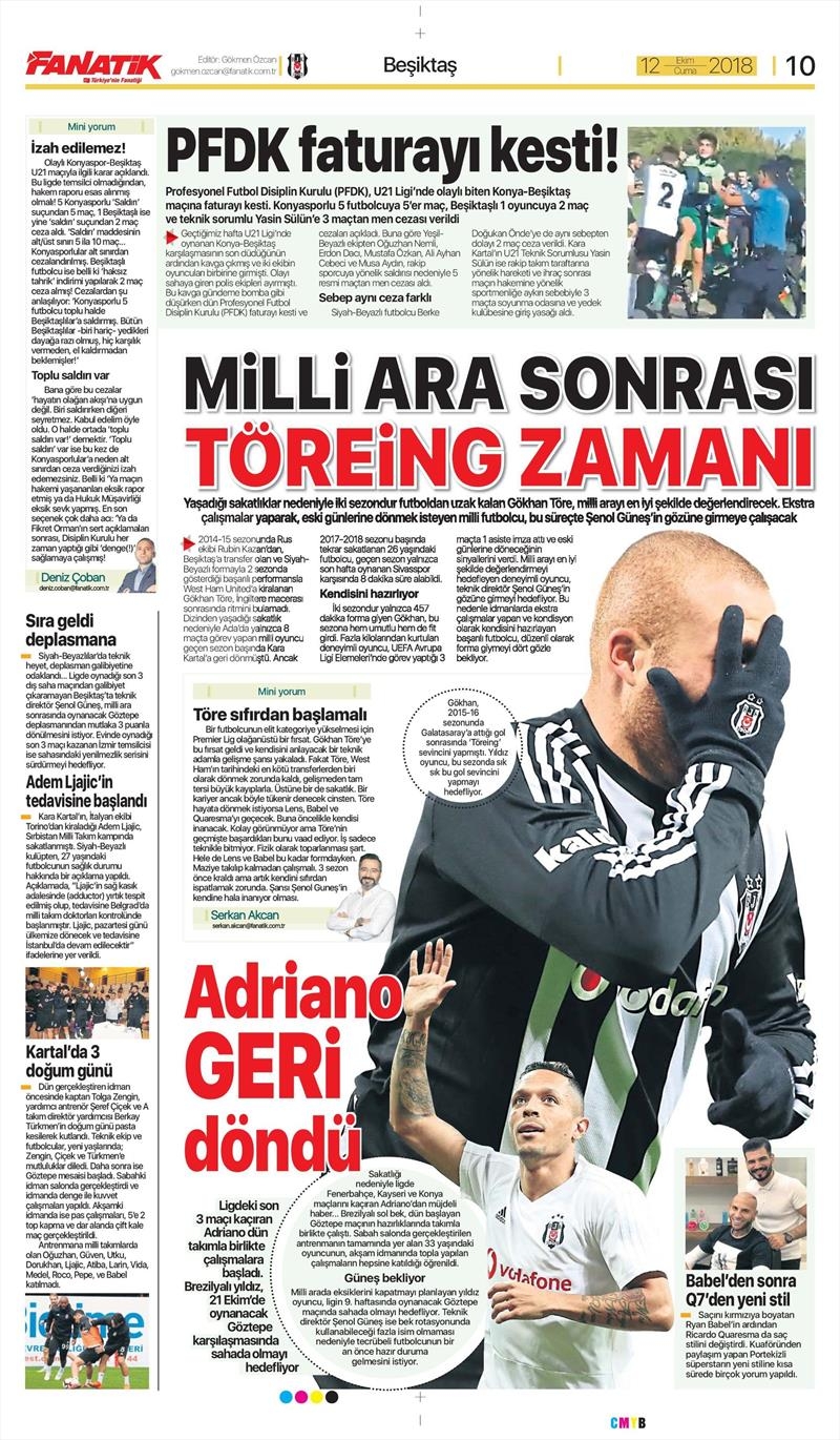 12 Ekim 2018 | Gazetelerin Beşiktaş Manşetleri - Görsel 3