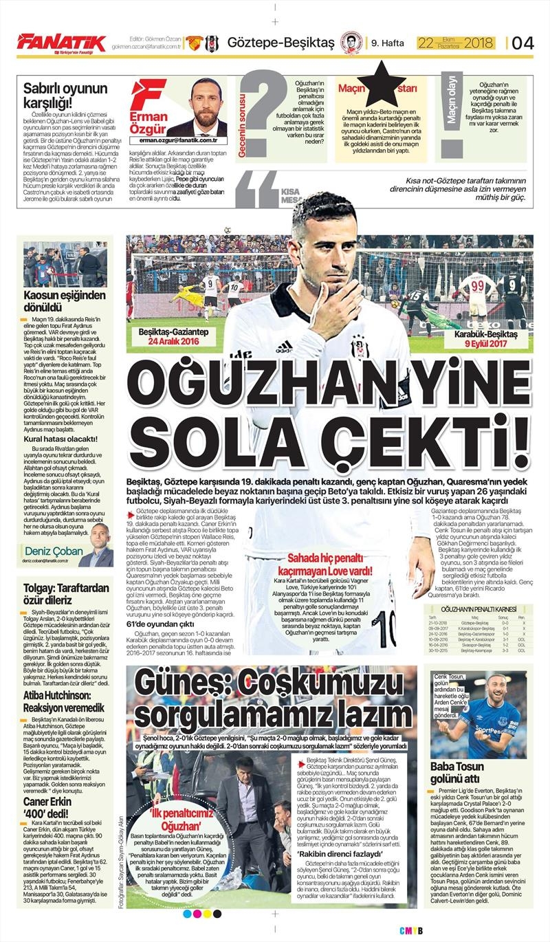 22 Ekim 2018 | Gazetelerin Beşiktaş Manşetleri - Görsel 15