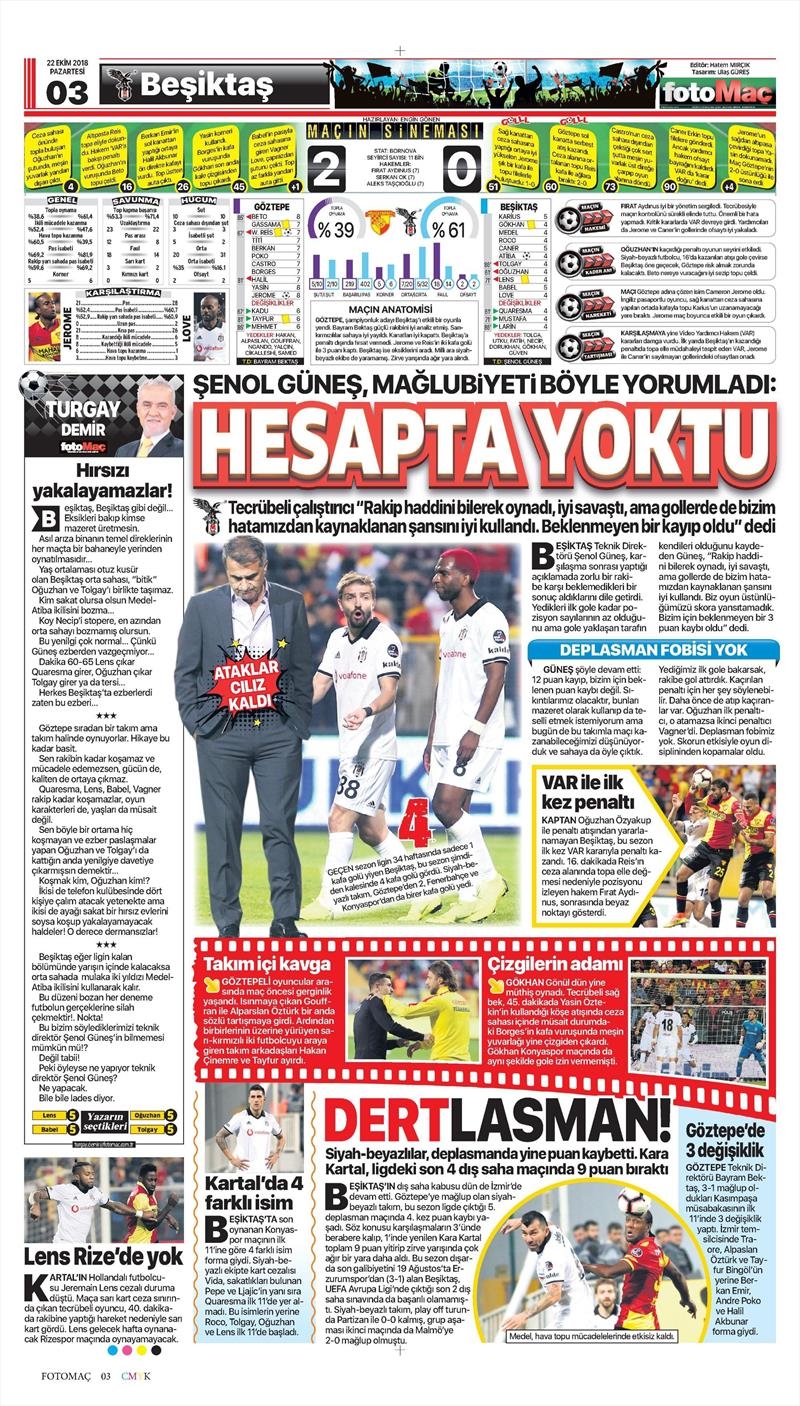 22 Ekim 2018 | Gazetelerin Beşiktaş Manşetleri - Görsel 20