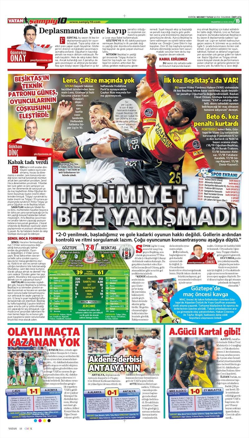 22 Ekim 2018 | Gazetelerin Beşiktaş Manşetleri - Görsel 6