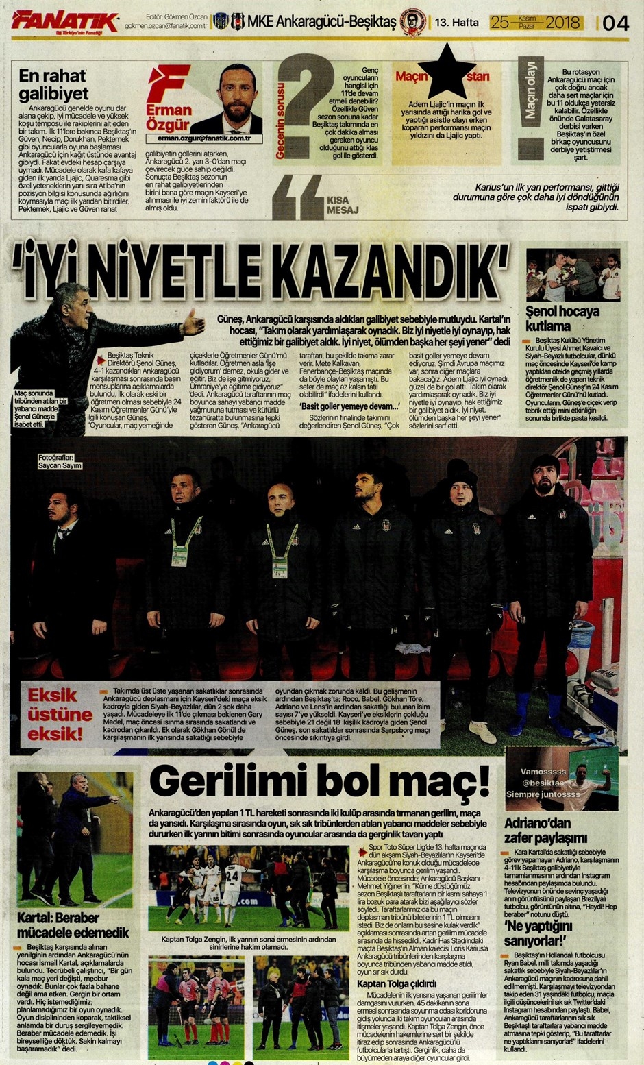 25 Kasım 2018 | Gazetelerin Beşiktaş Manşetleri - Görsel 8