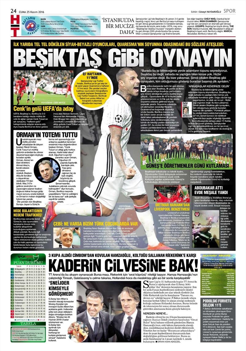25 Kasım 2016 | Gazetelerin Beşiktaş sayfaları - Görsel 8