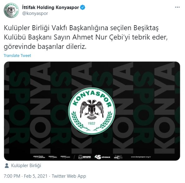 Kulüpler Birliği Başkanı seçilen Ahmet Nur Çebi'ye Süper Lig takımlarından tebrik mesajları geldi. - Görsel 10
