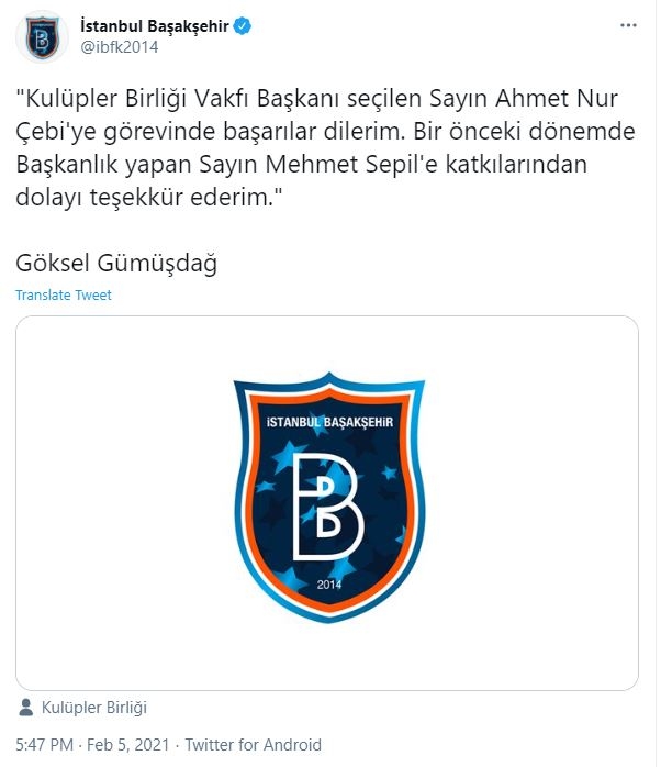 Kulüpler Birliği Başkanı seçilen Ahmet Nur Çebi'ye Süper Lig takımlarından tebrik mesajları geldi. - Görsel 3