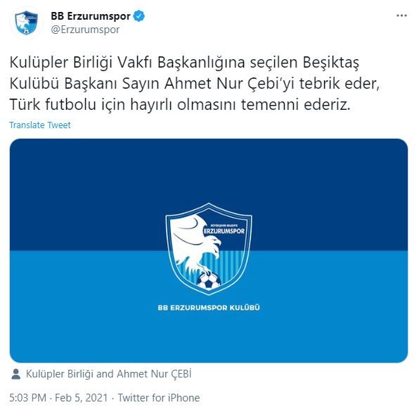 Kulüpler Birliği Başkanı seçilen Ahmet Nur Çebi'ye Süper Lig takımlarından tebrik mesajları geldi. - Görsel 7