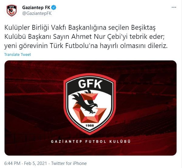 Kulüpler Birliği Başkanı seçilen Ahmet Nur Çebi'ye Süper Lig takımlarından tebrik mesajları geldi. - Görsel 9