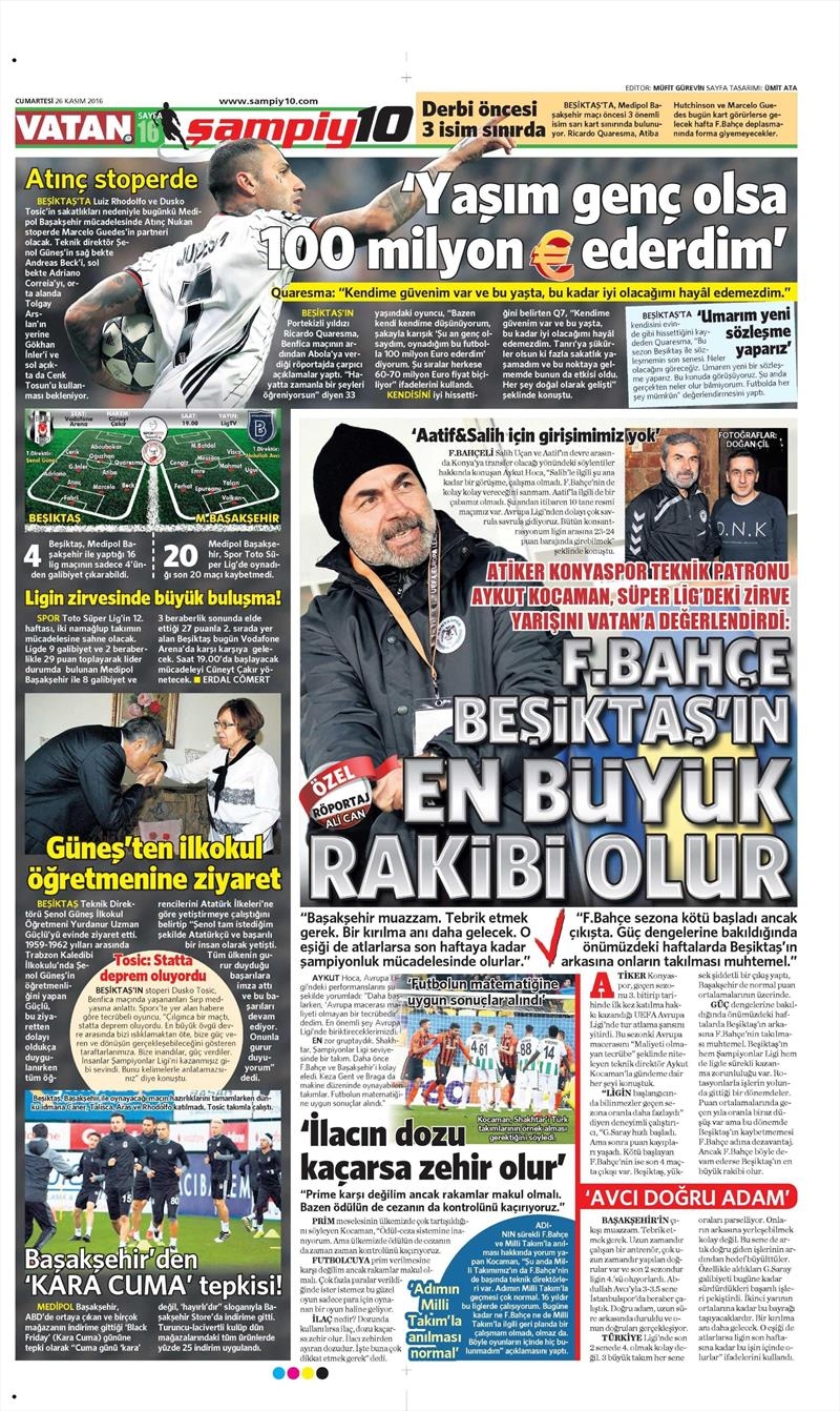 26 Kasım 2016 | Gazetelerin Beşiktaş sayfaları - Görsel 13