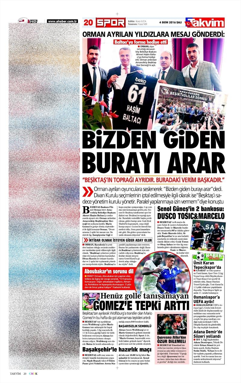 4 Ekim 2016 | Beşiktaş sayfaları - Görsel 3