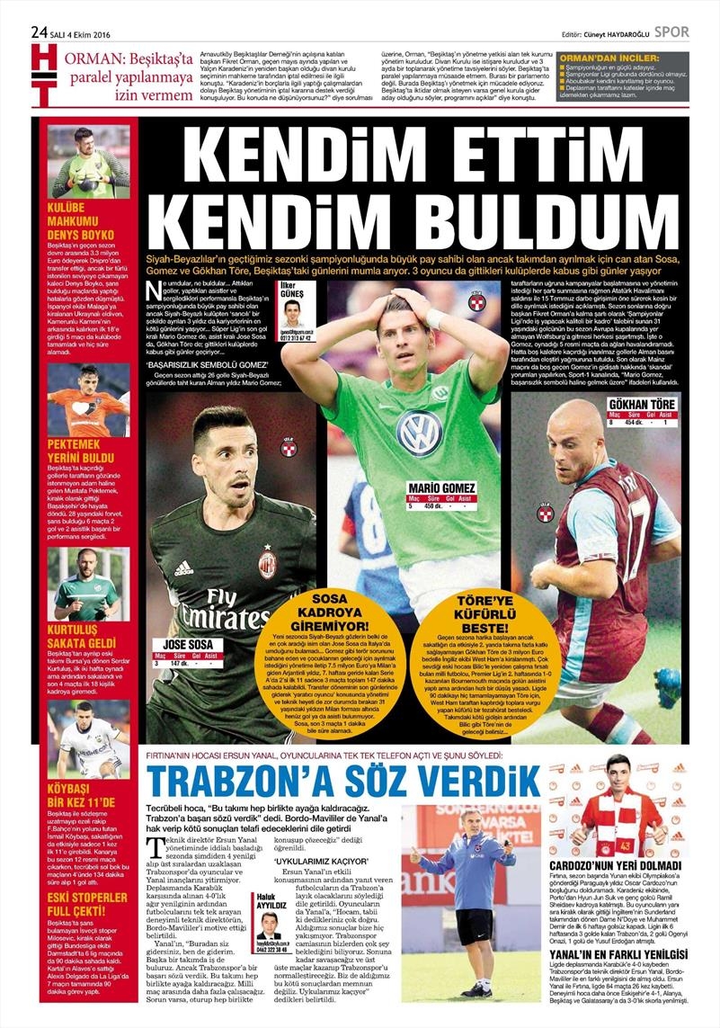 4 Ekim 2016 | Beşiktaş sayfaları - Görsel 8