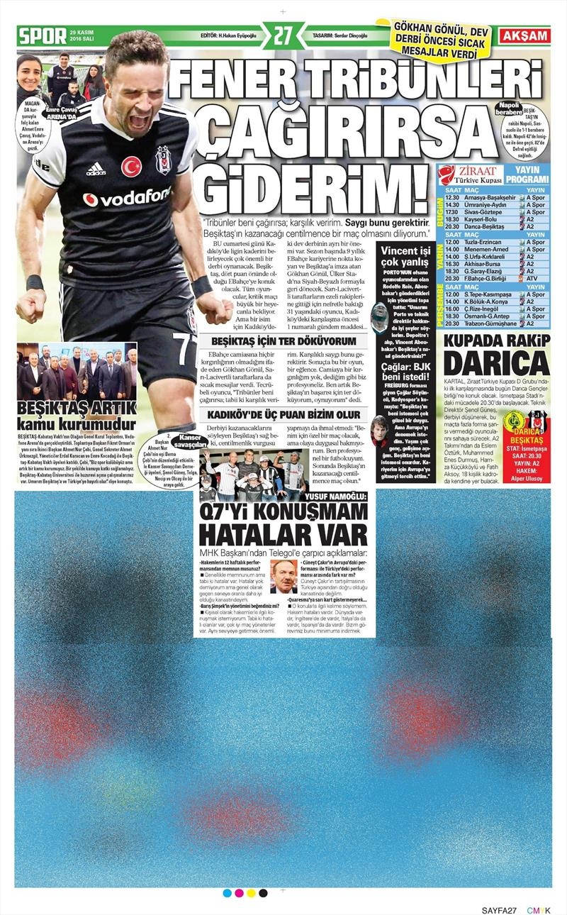 29 Kasım 2016 | Gazetelerin Beşiktaş manşetleri - Görsel 14