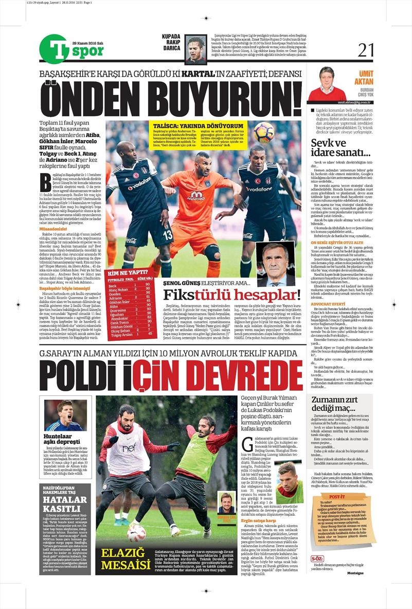 29 Kasım 2016 | Gazetelerin Beşiktaş manşetleri - Görsel 2